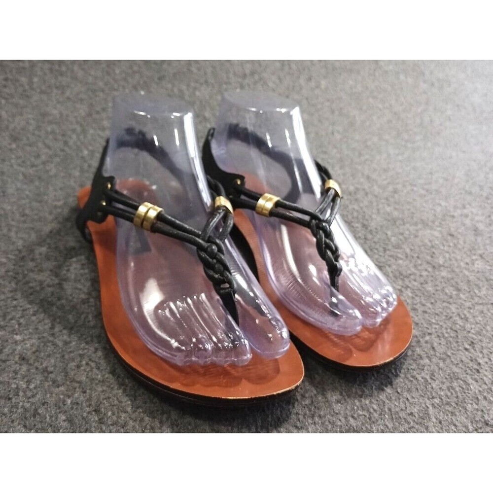 Steve Madden Luxe Women’s Sandals Black Leather Size US 7.5 Braided - Picture 3 of 11